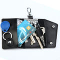 Portable Leather Housekeeper Holders Car Keychain Key Holder Bag Case Unisex Wallet Cover Simple Solid Color Storage Bag.
