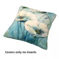 A set of 4 cushion covers, blue flower home decoration square pillow case. 