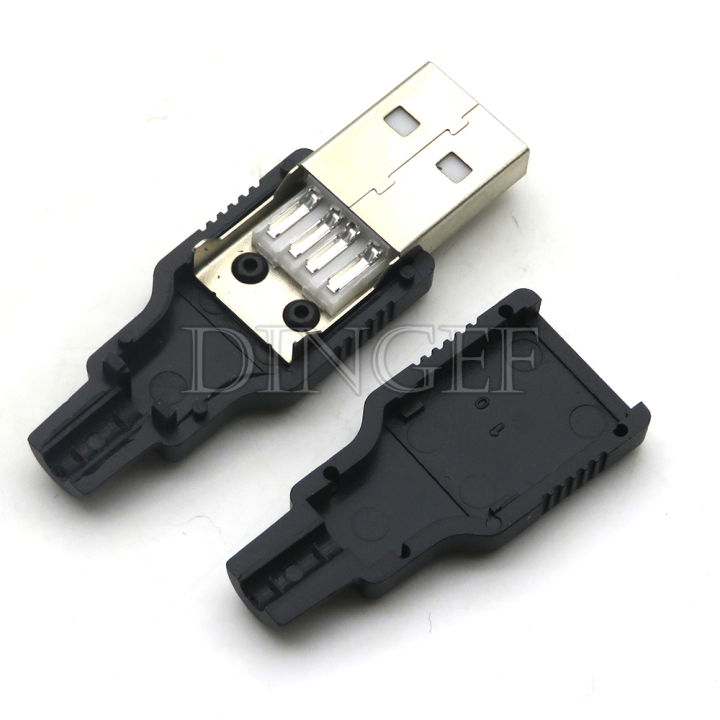 10pcs%20Type%20A%20Male%20Female%20USB%204%20Pin%20Plug%20Socket%20Connector%20With%20Black%20Plastic%20Cover%20Type-A%20DIY%20Kits%20-%20Image%203