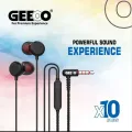 Geeoo Powerful Sound   X10  In-Ear Earphone with Microphone In Black -Enjoy Crisp And Clear Audio With. 