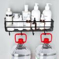 Metal Wire Bathroom Rack Bathroom Shelves Kitchen Storage Multipurpose Shelf and Shampoo Holder with 4 Hook Easy To Install Metal Shelf With Simple Drilling (Screws Are Not Included) (Color: Black). 
