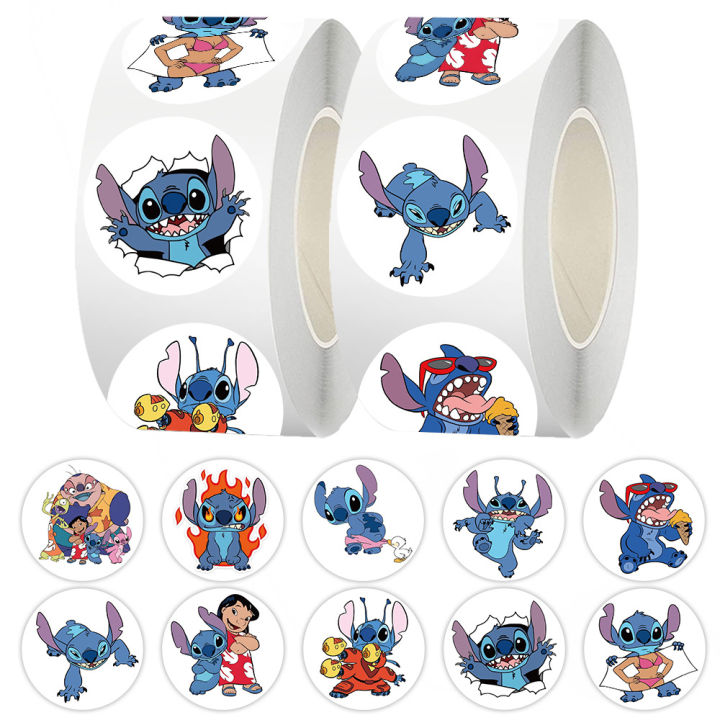500PCS Cute Disney Cartoon Lilo Stitch Stickers DIY Diary Laptop Phone Luggage Skateboard Graffiti Decals Roll Sticker Gift Toys