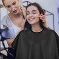 Black Short Square Waterproof Hairdressing Cape – Professional Salon Barber Hair Cutting Wrap & Dyeing Tool.