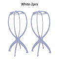 2PCS Folding Wig Stand Plastic Adjustable Portable Hat Display Stand Durable Mannequin Dummy Head Plastic Black, pink, blue. 