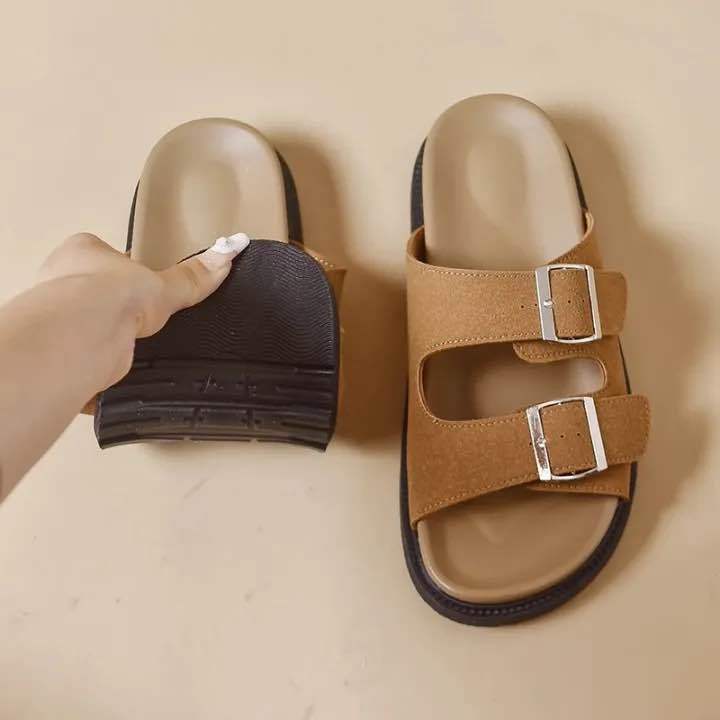 Women%E2%80%99s%20Slip-On%20Sandals%20%E2%80%93%20Double%20Buckle,%20Cushioned%20Sole,%20Casual%20Summer%20Footwear%20(Black,%20White,%20Brown)%20-%20Image%206