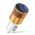 PD Car Charger 2 Ports Fast Charging PD+USB 3.1A QC 3.0 USB C Car Quick Charger Type C Adapter in Car For iPhone  . 