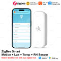 10G MmWave Radar Zigbee Human Motion Sensor with Illuminance Temperature Humidity Detector Support Tuya Zigbee or Zigbee2MQTT. 