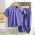 Summer fashion for boys and girls casual two-piece set of original color. 