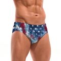 Ink-dyed Star-print Swim Trunks Stretchy Soft Skin-friendly Mens Triangle Trunks Beach Carnivals Swimming Bathing Retro Swimsuit. 