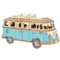 Retro Wooden 3D Car Puzzle Bus Model Suv Thunder DIY Assembly Building Kit Eco-Friendly Toy for Children Kids Home Room Decor. 