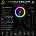 WKSHOP 33CM RGB Ring Light with 7FT Adjustable Tripod Stand USB LED Selfie Ring Lamp for TikTok YouTube Live Streaming Makeup Photography Video Recording Mobile Holder Dimmable Studio Light 26 RGB Modes 3 Color Temperatures for Creators Vloggers Gaming. 