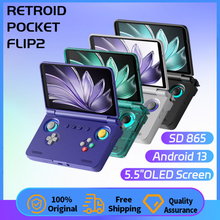 Retroid Pocket Flip2 SD865 1080p Folding Game Console AMOLED 500Nits 5.5" Screen 5000mAh Handheld Game Machine Customer 