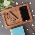 Wood Valet Tray & Phone Tray with Charging Station. 