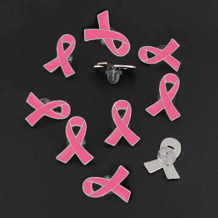Pink Ribbon Pin 10 Pcs Official Ribbon Brooches Breast Cancer Awareness ...