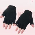 Black Half Finger Kittened Wool Hand Gloves for Men and Women.