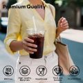 15/30 Pack 16oz/500ml Clear Plastic Cups with Lids and Straws, Disposable Iced Coffee Cups with Lids for To-Go Cold Drinks. 