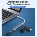 3.0 Type C 4 Port Hub Extensions USB Cable for Laptop and Smartphone.