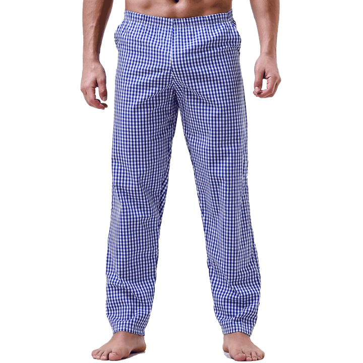 Pajama Pants Men's Pants Pure Cotton Home Pants Thin Summer Loose Plaid Cotton Home Pants Spring & Fall Air-Conditioned Pants