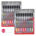 10 Pieces Packed Soft Bristle Bamboo Charcoal Black Hair Ultra-Fine Beauty Toothbrush Couple Suit Oral Cleaning Tools. 