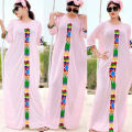 3 Pieces Set Boho Loose Solid Three Quarter Sleeve Long Maxi African Dresses For Women Kaftan Dubai Abaya Hijab Muslim. 