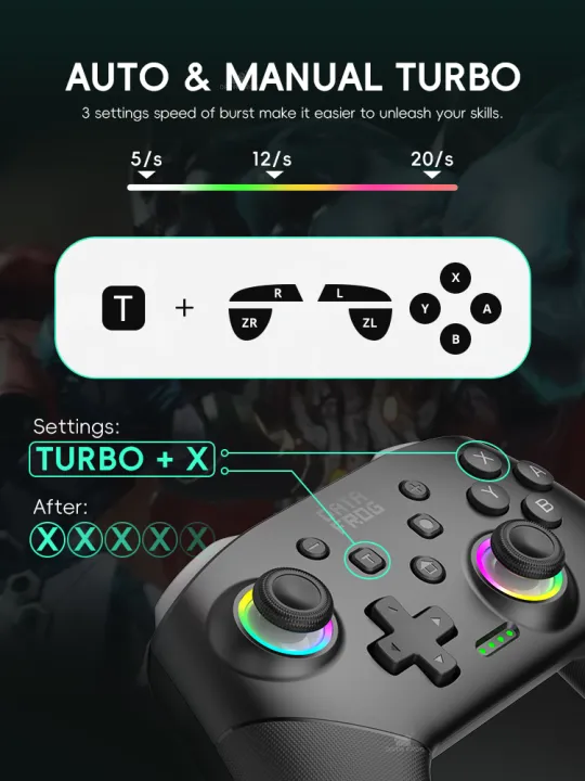 Data%20Frog%20Wireless%20Controller%20For%20%20Switch%20OLED/LITE/PC%20Console%20Pro%20Gamepad%20with%20Programmable%20Turbo%20Function%20RGB%20Light%20-%20Image%202