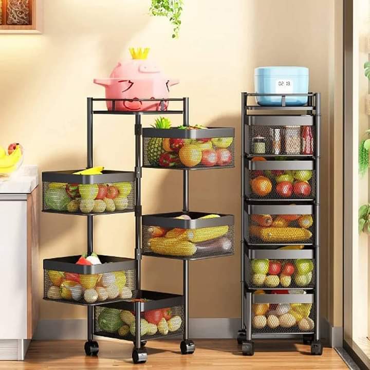 5 layer kitchen rack, 5 layer moveable trolly rack, kitchen vegetable ...