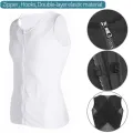Mens Body Shaper Abdomen Slimming Shapewear Belly Shaping Corset Top Gynecomastia Compression Shirts WIth Zipper Waist Trainer. 
