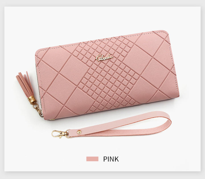 Long Women’s Wallet – Elegant Tassel Zip Coin Purse & Clutch with Card Holder Compartments