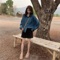 Koko. white long-sleeved shirt Korean-style loose chiffon shirt female simple versatile long-sleeved shirt short back sunscreen shirt # w308. 