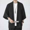 Black Kimono Men Traditional Coat Shirt Summer Beach Cardigan Yukata Unisex Women Cosplay Haori Japanese Samurai Clothing. 