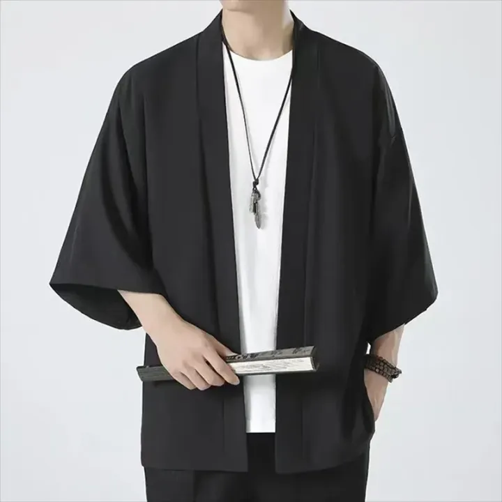 Black%20Kimono%20Men%20Traditional%20Coat%20Shirt%20Summer%20Beach%20Cardigan%20Yukata%20Unisex%20Women%20Cosplay%20Haori%20Japanese%20Samurai%20Clothing%20-%20Image%205