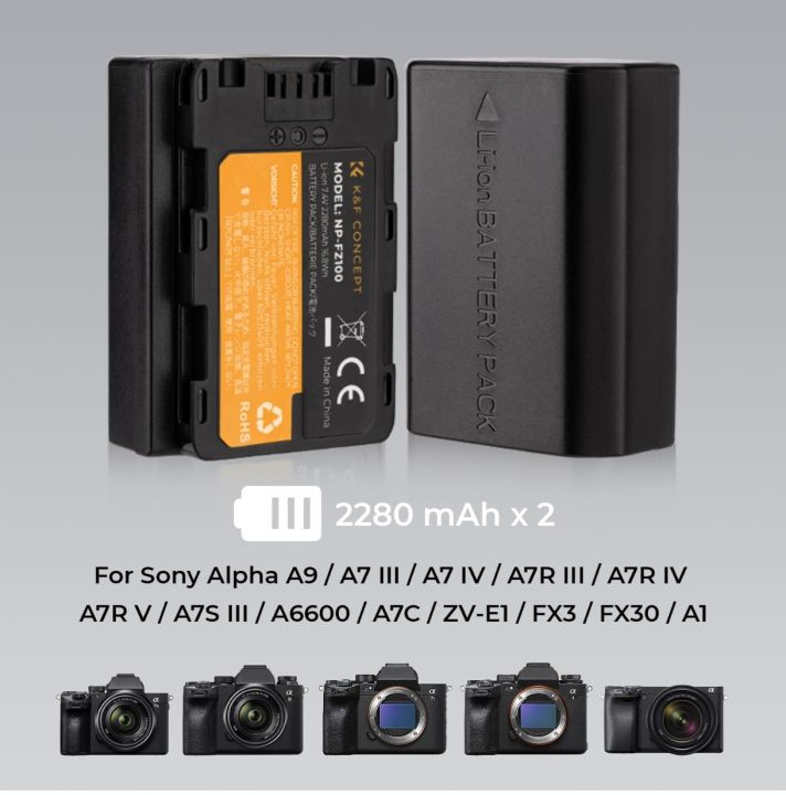K&F%20Concept%20Sony%20NP-FZ100%202280mAH%20Battery%20and%20Charger%20Set%20for%20Sony%20A7iii,%20A7iv,%20A7C,%20A6700,%20A6600,%20ZV-E1,%20ZV-E10ii,%20FX3,%20FX30,%20A9,%20Alpha%209,%20Alpha%209S,%20A9S,%20A7R3,%20A7R4%20Sony%20Camera%20Batteries%20-%20Image%205
