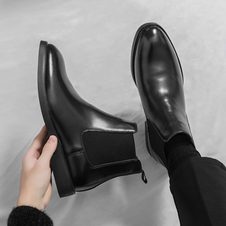 British%20and%20Korean%20Style%20Trendy%20Men's%20Casual%20High-Top%20Leather%20Shoes%20Brock%20Riding%20Boots%20Chelsea%20Pointed%20Business%20Ankle%20Boots%20-%20Image%202