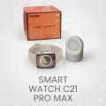 Smart Watch C21 pro max with Rotating Crown, HD Display, Fitness & Health Tracking, Magnetic Charging Dock, Sport Band for Men Women. 