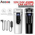 R31 450ml Car Heating Cup 12v/24v Portable Electric Kettle Smart Touch Screen Thermal Mug Temperature Adjustable Car Heating Mug. 