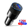 PD Car Charger 2 Ports Fast Charging PD+USB 3.1A QC 3.0 USB C Car Quick Charger Type C Adapter in Car For iPhone  . 