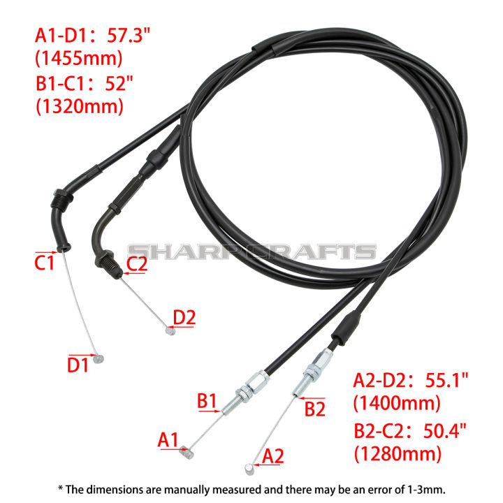 For Honda Steed VLX400 VLX600 Magna VF250 Shadow VT400 Modified Lengthen Extended Throttle Line 143CM Clutch Cable Wire 165CM