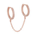Huitan One PCS Hot Sale Two Hole Piercing Earrings for Women Brilliant Crystal Zircon 3 Metal Color Chain Earring Party Jewelry. 