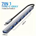 USB C Hub USB Hub 3.0, Aluminum 7 in 1 USB Extender, USB Splitter with 1 X USB 3.0, 4 X USB 2.0 and 2 X USB C Ports.