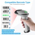 JRHC Wireless Barcode Scanner 1D Laser Handheld Bar Code Reader with Stand 2.4G Wireless USB Wired Connection Plug and Play. 