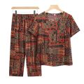Casual Ice Silk Suit Loose Large Size Suit Short-sleeved Top Loose Two-piece Suit Plus Size Summer Outfits Pijamas Feminino. 
