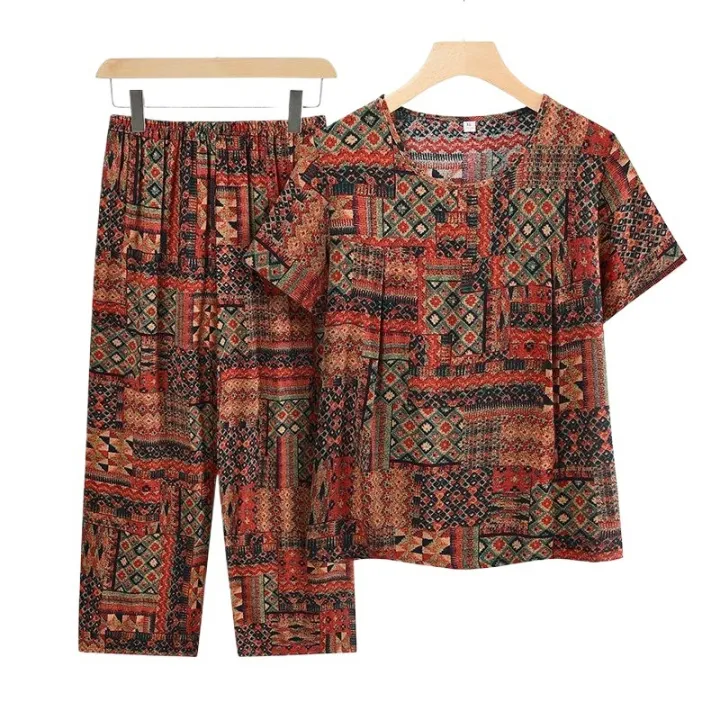 Casual%20Ice%20Silk%20Suit%20Loose%20Large%20Size%20Suit%20Short-sleeved%20Top%20Loose%20Two-piece%20Suit%20Plus%20Size%20Summer%20Outfits%20Pijamas%20Feminino%20-%20Image%205