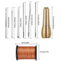 Leather Sewing Kit DIY Leather Sewing Awl Needle With Copper Handle Set Leather Canvas Tent Shoes Repairing Tool W/Nylon Thread. 
