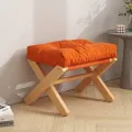 Small Stool Storage Living Room Foldable Sofa Foot Wood Stool Beech Wooden  Low Stool with Soft Breathable Cushion foot pedal. 