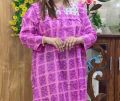 Full Sleeve Pure Cotton Neck Embroidery Maxi For Women.