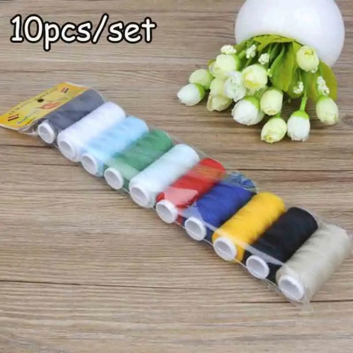 Polyester Thread 10pcs 10Pcs/Set Polyester Sewing Thread 200 Yards/Spool Home Sewing Kit for ...