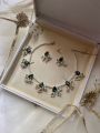 Emerald necklace set | dark green jewellery set. 