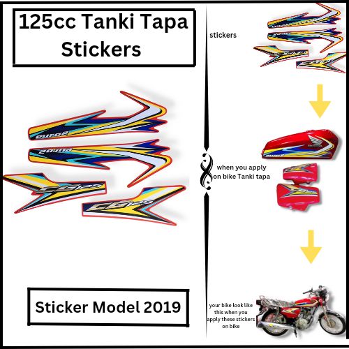 4piece Stickers Tanki Tapa Stickers 125cg Motorcycle 125cc Stickers Decoration accessories parts Stickers Model 2019 VIP waterproof Stickers 2piece Tankini Sticker 2piece tappay Stickers bike stickers for 125cc Motorcycle
