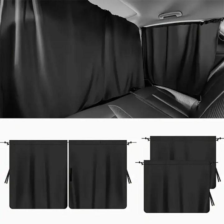 Car Privacy Curtains Set Air Conditioning Divider Curtain Front And Rear Seats & Side Windows UV Protection Sun Shade Isolation