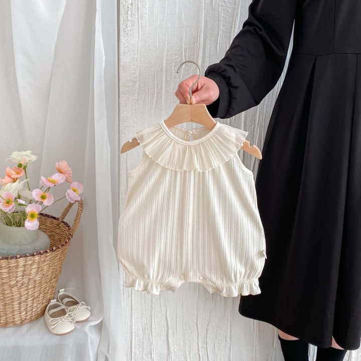 Korean%20version%20of%20summer%20baby%20girl%20sweet%20lace%20collar%20jumpsuit,%20baby%20girl%20solid%20color%20comfortable%20jumpsuit,%20very%20often%20at%20home%20an%20-%20Image%204